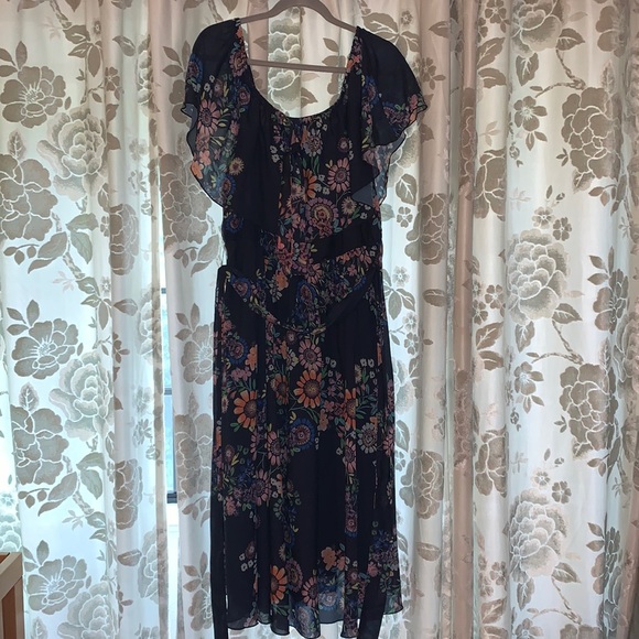 ELOQUII Navy Floral Dress - Picture 1 of 4